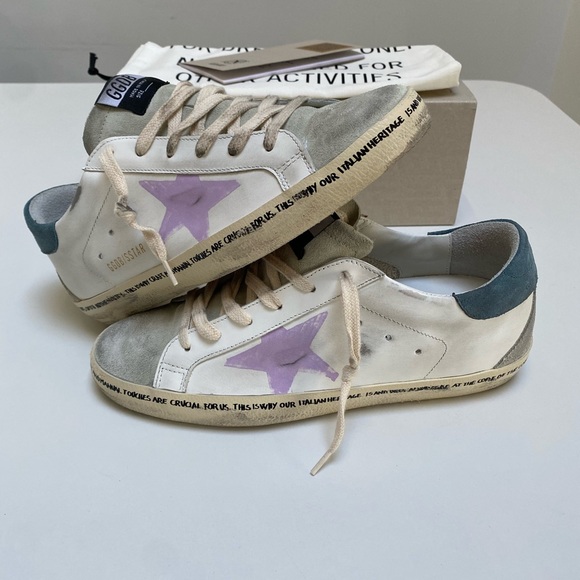 Golden Goose Superstar Sneaker in White/ Ice/ Pink/ Petrol size 40 New in Box - Picture 12 of 14